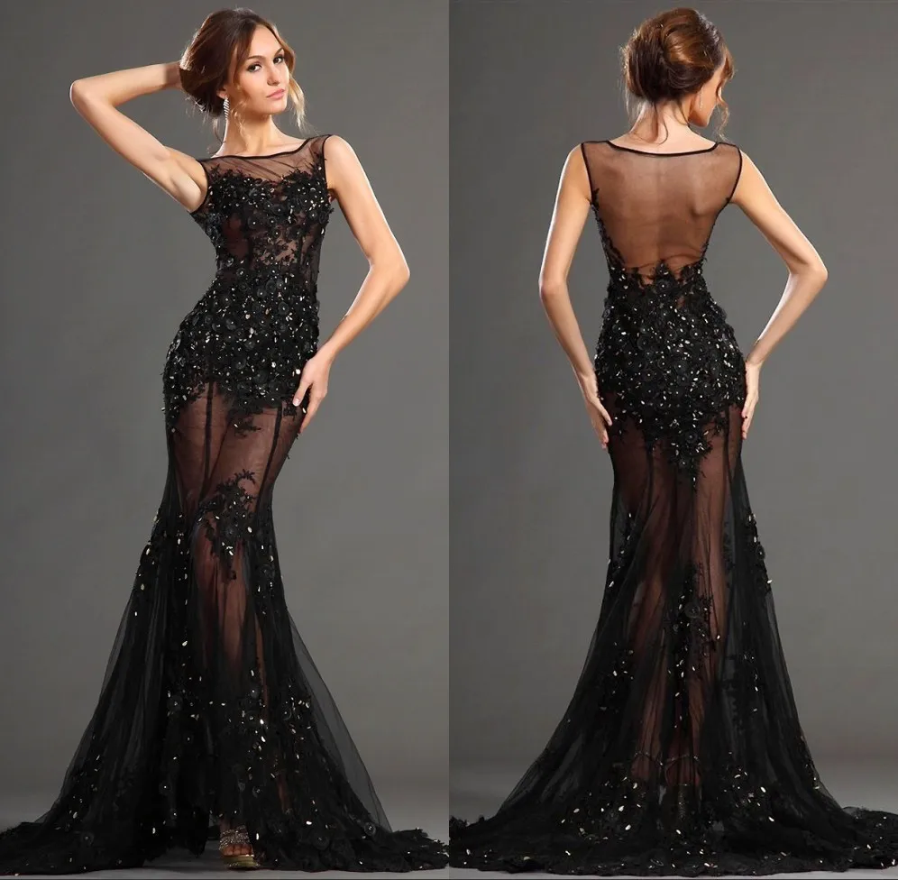 Schnelles Verschiffen Schwarz Meerjungfrau Abendkleid Schwere