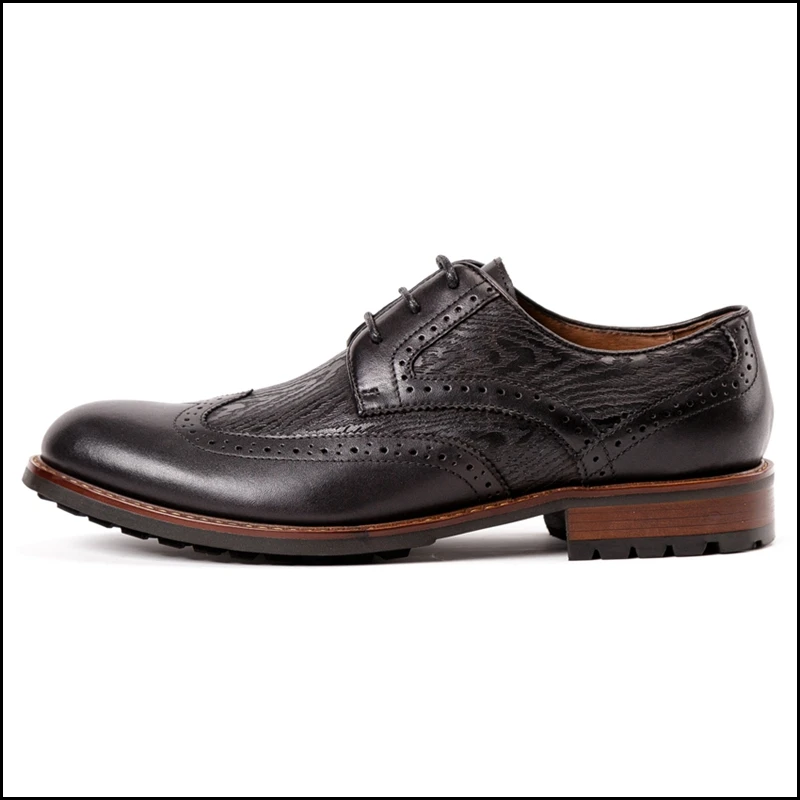 Винтаж человек Wingtip Brogue обувь в стиле Дерби из натуральной кожи ручной работы круглый носок Для мужчин; Свадебная вечеринка Туфли без каблуков для джентльмена SS475