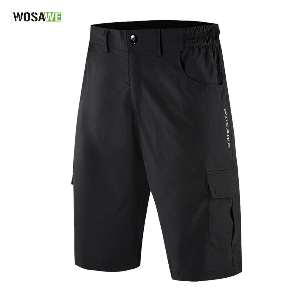 WOSAWE Baggy Cycling Shorts MTB Mountain Bike Loose-fit Padded Short Adjustable Waists Road Bike Short Trousers