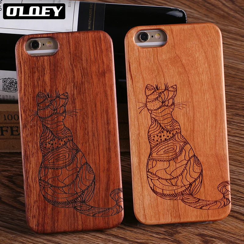 

OLOEY For iPhone 5 5S 6 6S 7 7Plus 8 8Plus X XS Max Cat Wood Case For SAMSUNG S7 Edge S8 plus S9 S9 Plus Cover Fundas