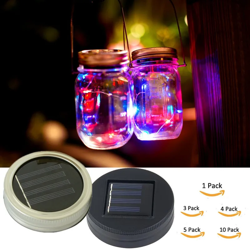 

Smuxi LED Fairy Light Solar Powered For Mason Jar Lid Insert Light LED Fairy String Wire Lamp Color Changing Garden Decor
