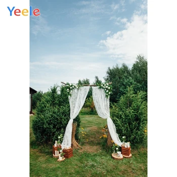

Yeele Sky Clouds Forest Wedding Curtain Flowers Door Photography Backgrounds Customized Photographic Backdrops for Photo Studio