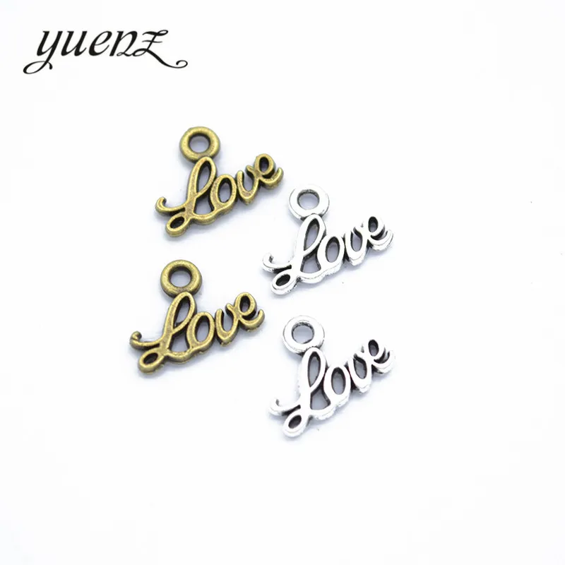 

YuenZ 50 pcs Antique Letter Love Charms Metal Pendants for Necklace bracelet Jewelry Making Handmade Craft 10*13mm S245