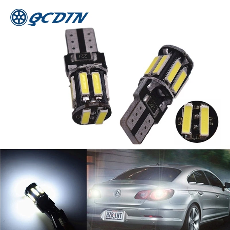 QCDIN Автомобильный светодиодный Canbus T10 10 SMD сигнальная лампа белый 6000K подсветка