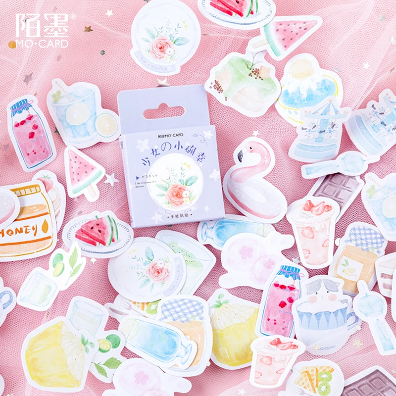 

Girl 46Pcs \ DIY Cute Creative Fun Retro Personality Sticker Album Diary Calendar Scrapbook Student Stationery Office Supplies