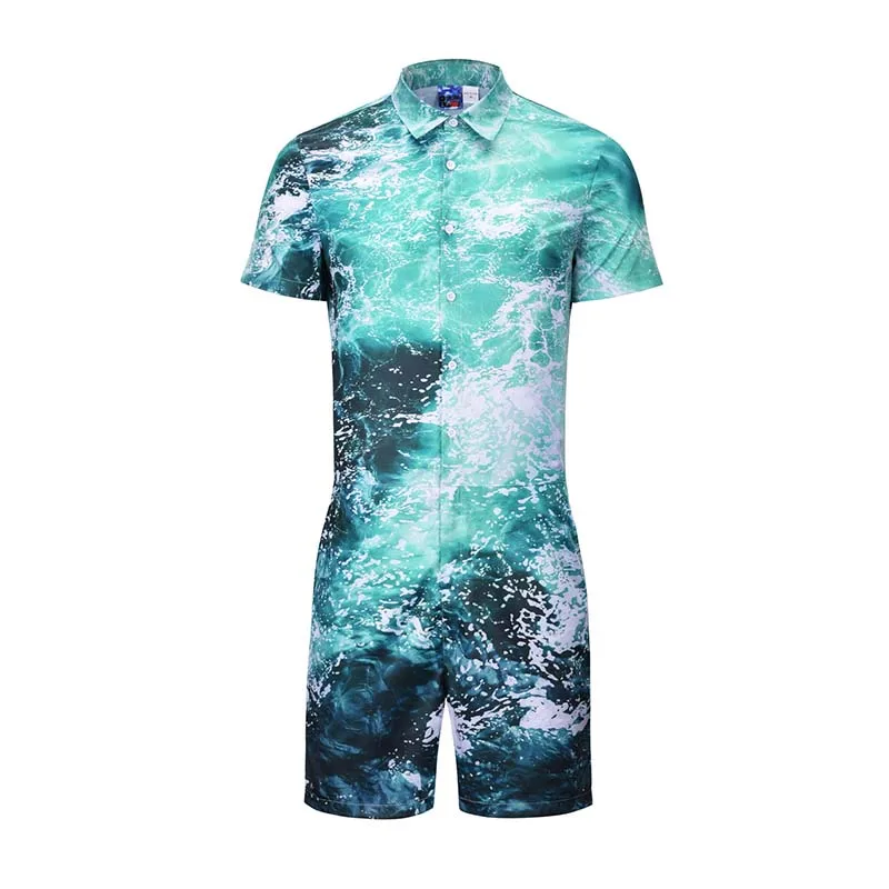 Summer New Design Overalls Mens Rompers 3D Funny Blue Wave Casual Jumpsuit Male Beach Sets One-piece Outfits Plus Size Playsuit Summer New Design Overalls Mens Rompers 3D Funny Blue Wave Casual Jumpsuit Male Beach Sets One-piece Outfits Plus Size Playsuit
