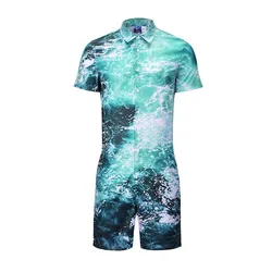 Summer New Design Overalls Mens Rompers 3D Funny Blue Wave Casual Jumpsuit Male Beach Sets One-piece Outfits Plus Size Playsuit Summer New Design Overalls Mens Rompers 3D Funny Blue Wave Casual Jumpsuit Male Beach Sets One-piece Outfits Plus Size Playsuit