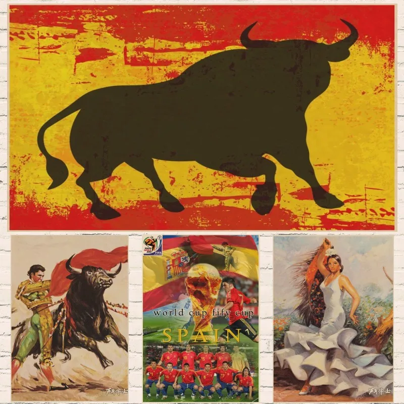 

Spanish culture/Spanish matador/Spanish football Poster Vintage Retro Decorative DIY Wall Stickers Home Posters Art Bar Decor