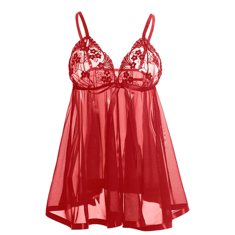 S M L XL XXL 3XL 4XL 5XL 6XL Plus Size Sexy Lingerie How Women Black Embroidery Babydolls Transparent  Dress  Porno Costumes (3)