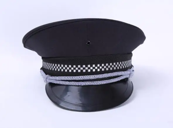 

1 piece 56 57 58 59 60 cm security apparel accessories guard hat cap men military Captain Flat Top Stage hat women police hat