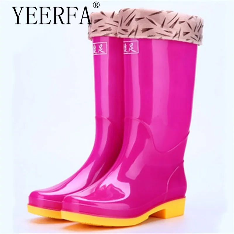 

Spring autumn 12 Color Women Rain Boots Waterproof Solid Color Knee High Boots Outdoor Rubber Water Shoes For Female Size 36-41