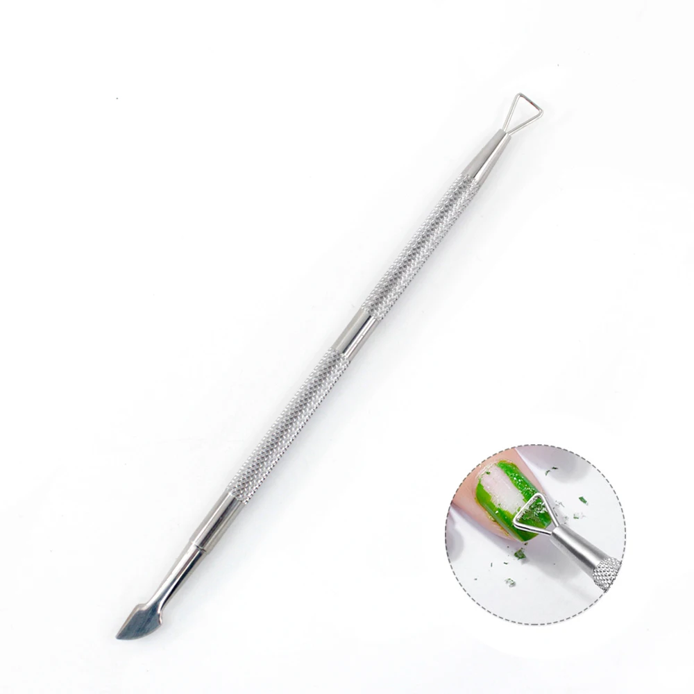 Triangle Head Nail Gel Polish Remover Tool Stainless Steel Rod Cuticle