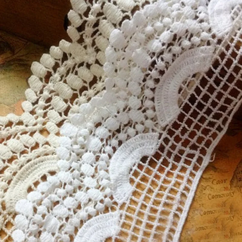 

5Yards / Lot Width 7.5cm White Color Lace Trim Water Soluble Embroidery Cotton Lace DIY Lace Fabric Clothing Accessories