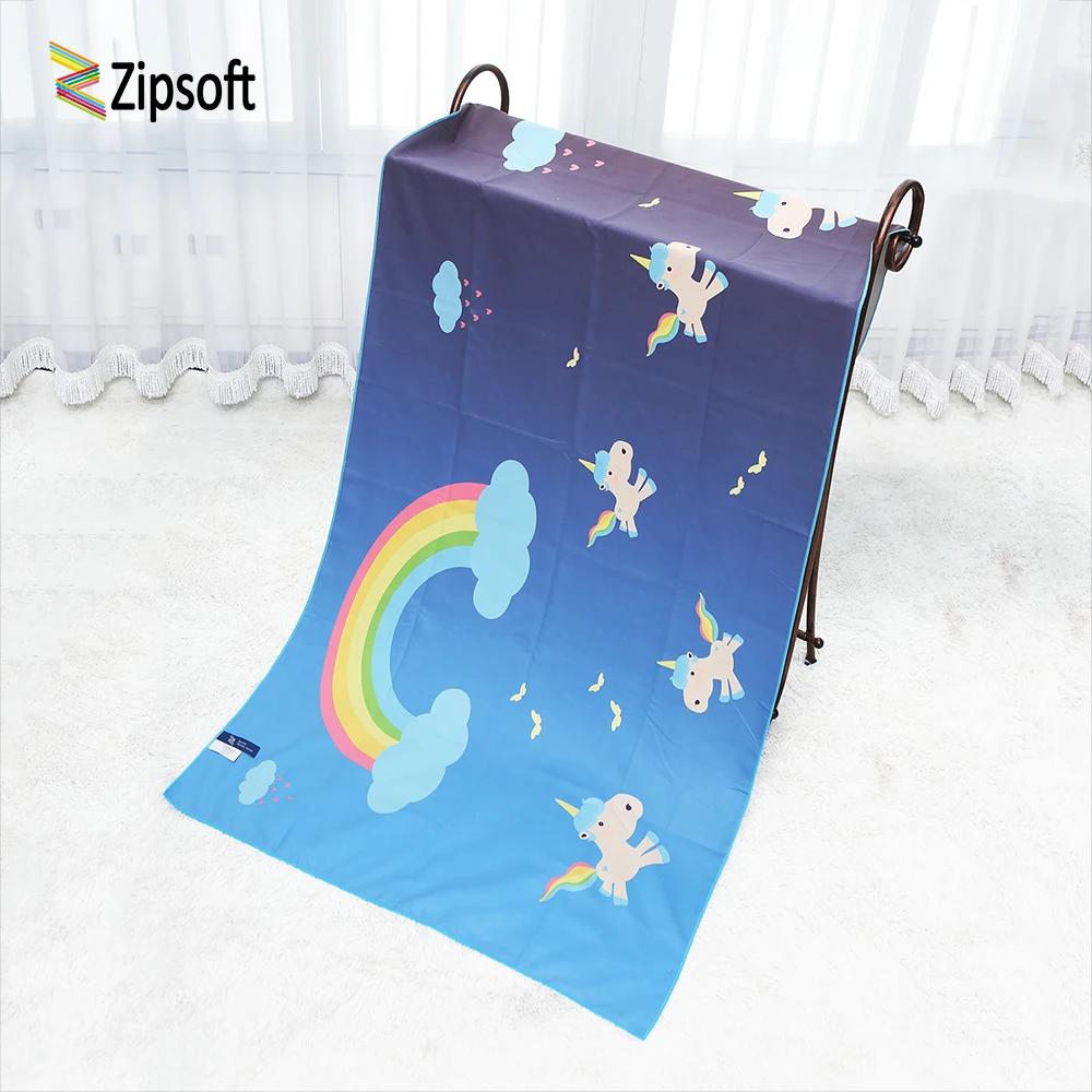 Unicorn Zipsoft Microfiber towel Swimming Blue Large Towels Printed Traveling Quick dry Sports Bath Camping 75*150cm Unicornio