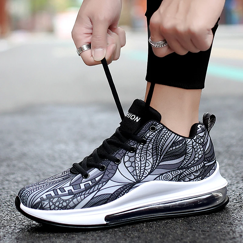 Air Cushion Sport Sneakers Lace Up Doodle Outdoor Sports Running Shoes