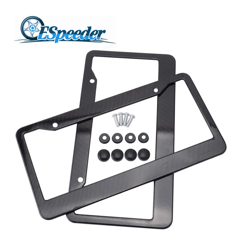 

ESPEEDER 2PCS Car Styling License Plate Frame Tag Cover Holder Covers Only For USA Canada Standard License Plate Frame