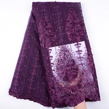 

Latest French Nigerian Laces Fabrics High Quality Tulle African Laces Fabric Wedding Embroidery Beads Fabric Lace A1500
