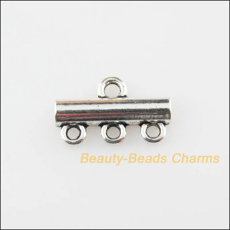 

15Pcs Tibetan Silver Tone 1-3 Smooth Charms Pendants Connectors 10x13mm