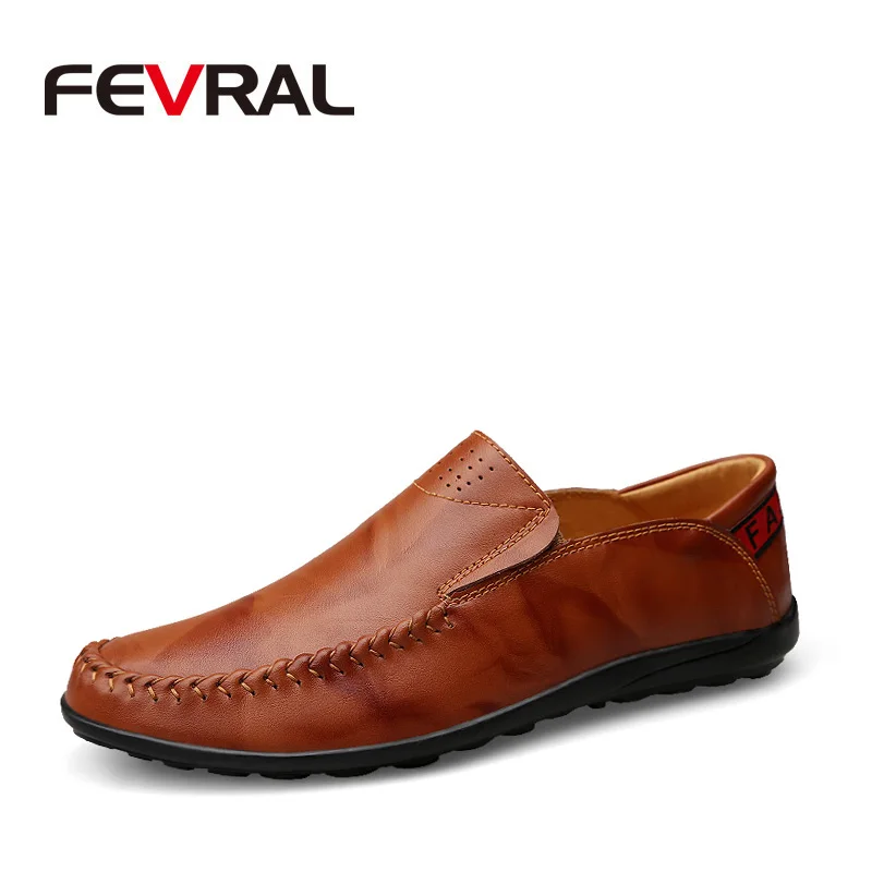 

FEVRAL Brand Big Size New Arrival Driving Moccasins Slip-On Loafers Men Flat Shoes Genuine Leather Men High Quality Casual Shoes