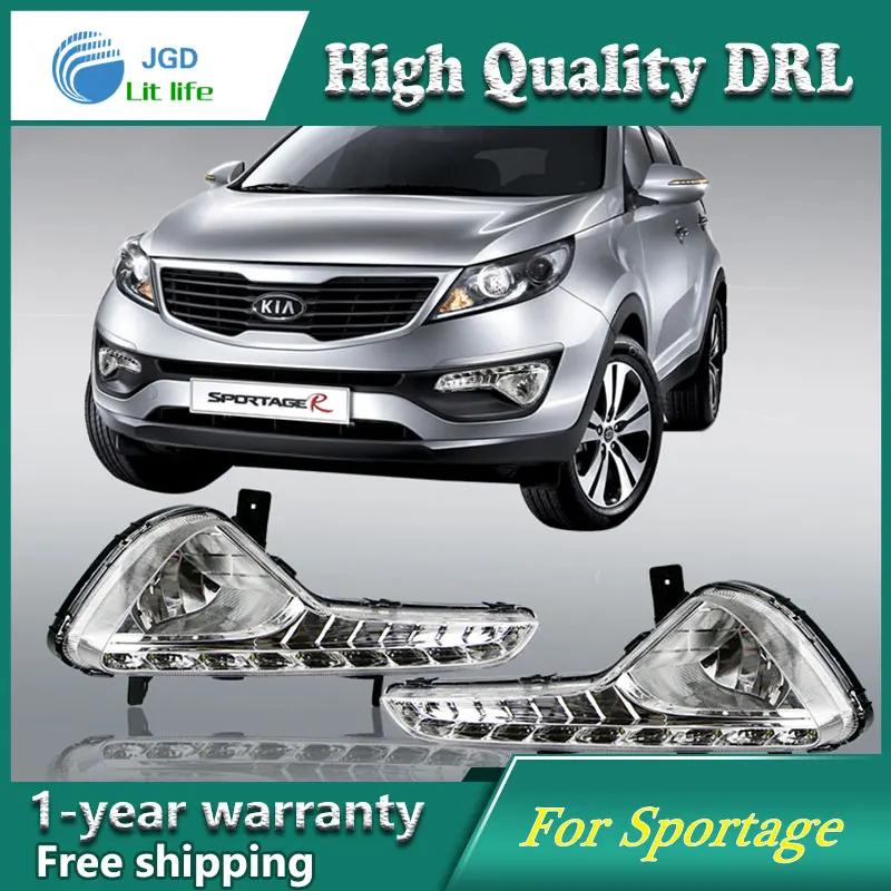 12v CAR LED DRL Daytime Running Light with fog lamp hole for Kia Sportage 2010 2013 Land Cruiser