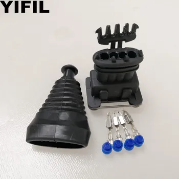 

5pcs/lot AMP/TYCO 4 Pin/Way Junior Power Timer JPT Connector Plug With Terminals, Rubber Boot and Cable Seals