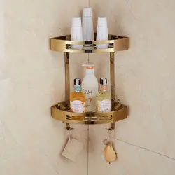 Золотые полки для ванной комнаты 304 Нержавеющая сталь двухслойная стиральная машина Одиночная вешалка для полотенец косметическая стойка