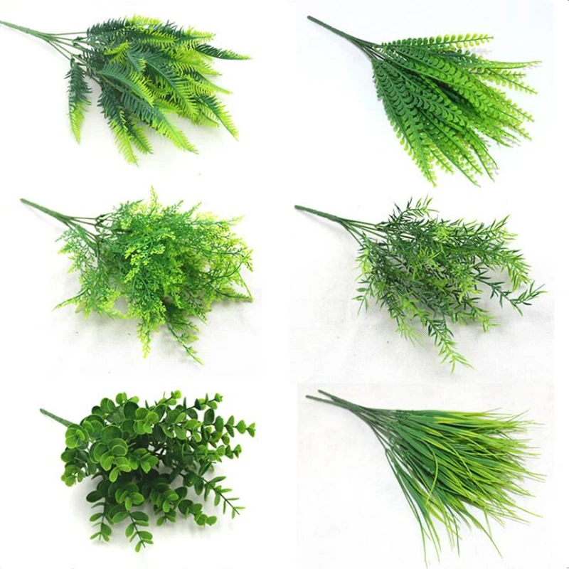 

7 Fork water grass Eucalyptus Plastic Artificial Plants Green Grass plastic flower Plant Wedding Home Decoration Table Decors