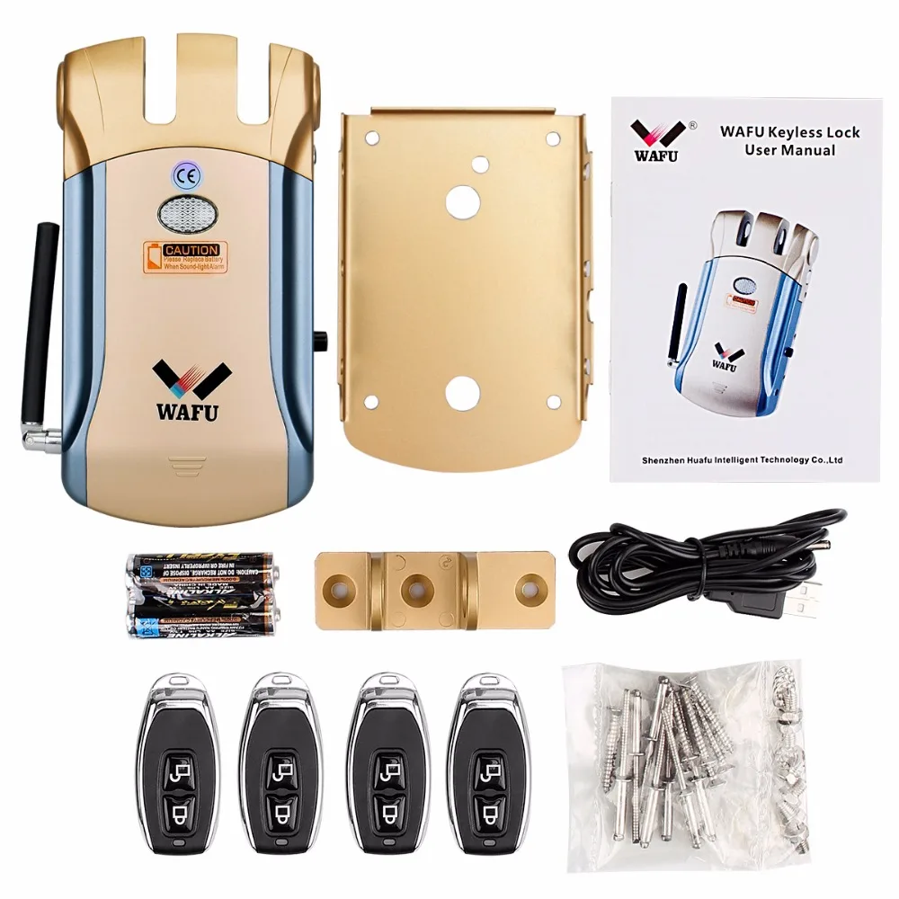 Security Keyless Smart Remote Door Lock Wireless Invisible Anti-theft Lock with 4 Remote Keys  (1)