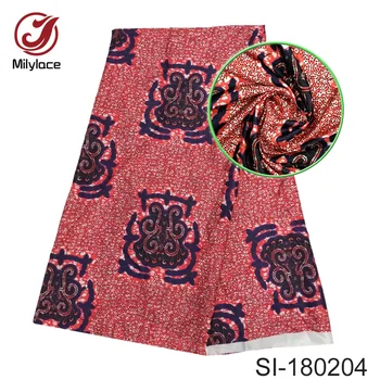 

African Spandex silk fabric with digital wax pattern printed hot selling nigeria wax printed silk fabric for party SI180204