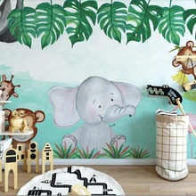 Beibehang Пользовательские декоративная живопись papel де parede обои скандинавских современный минималистский животных Слон Цветок Детская комната