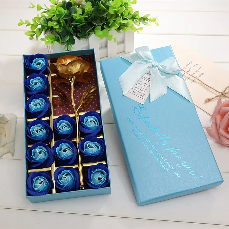 Valentine's Day Gift blue roses artificial flowers wedding  (10)