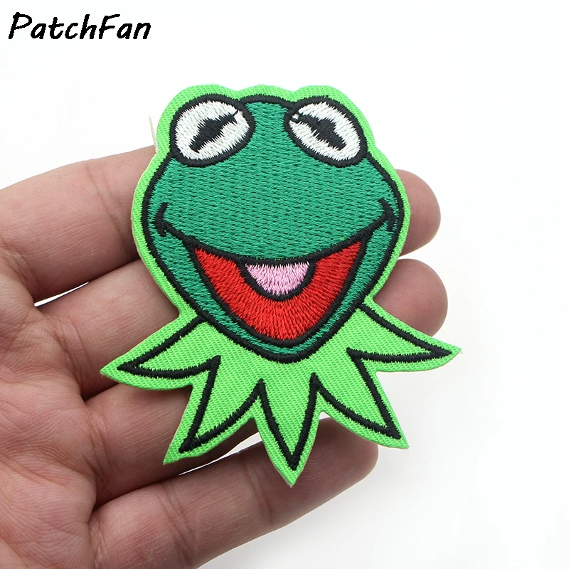 

A0117 Kermit the Frog Face Patch Muppets Show Character Craft Apparel Iron-On Applique