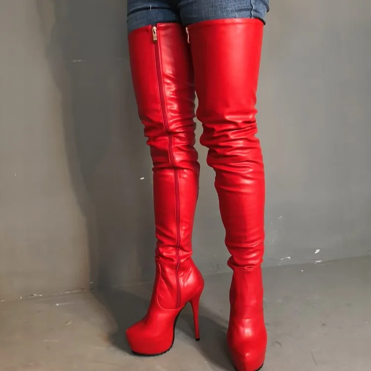 2021 STYLISH Women Thigh High Boots Zipper Heels Boots Shoes Woman BIG ...