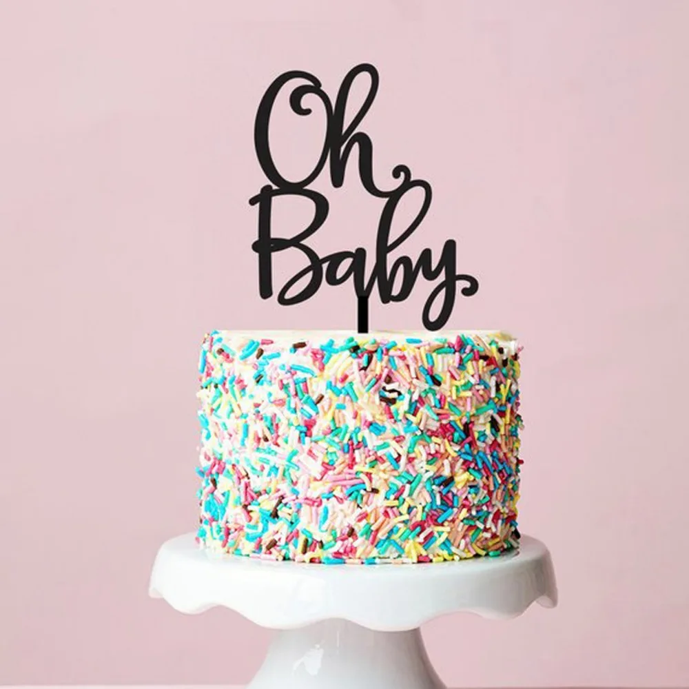 Oh Baby Cake Topper, for Baby Shower Cake Decoration Supplies, Baby Birthday Color Acrylic Commemorative Cake topper