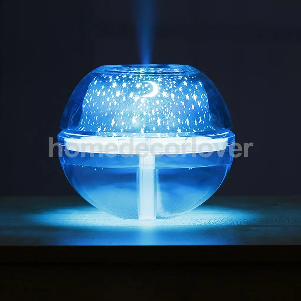 Star Moon Projection Lamp Silent Humidifier with LED Night Light for Kids Bedroom
