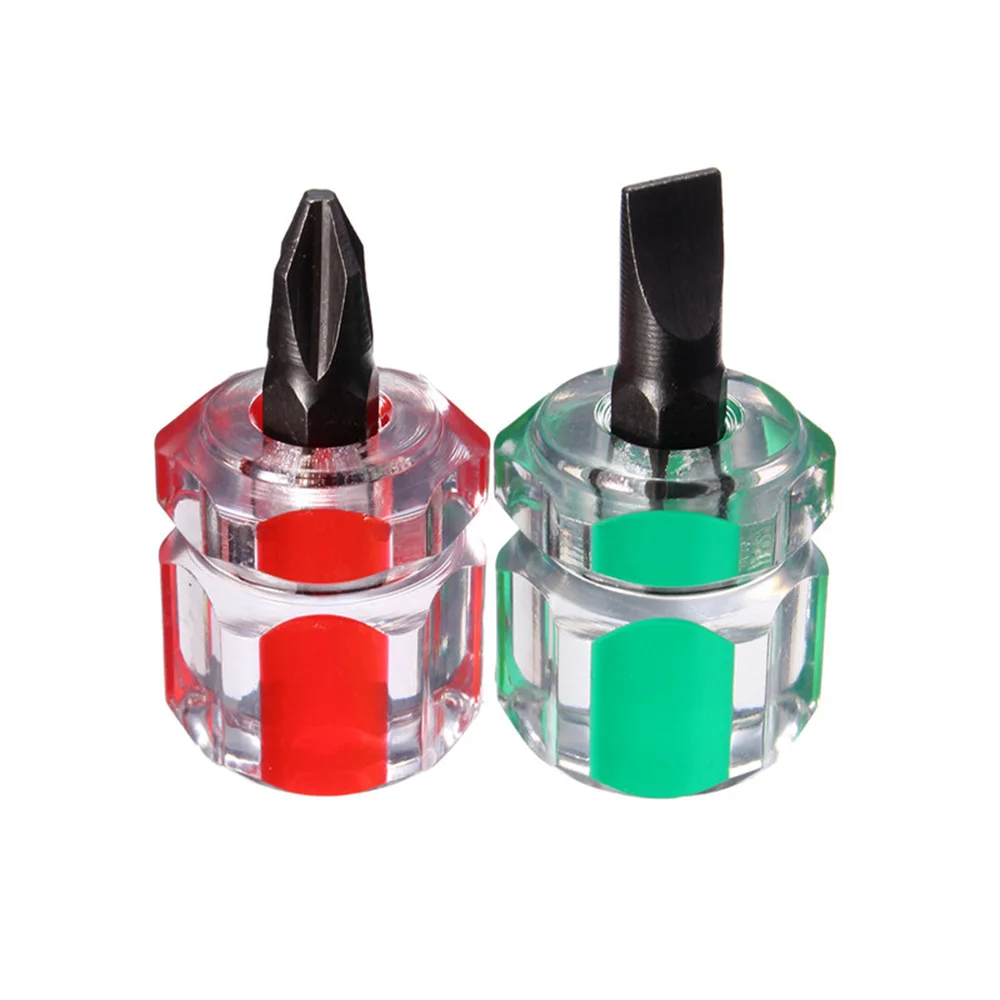 

High Quality Portable Mini Stubby Philips + Slotted / Flat Screwdriver Set Durable Small Steel Repair Tool Easy To Carry