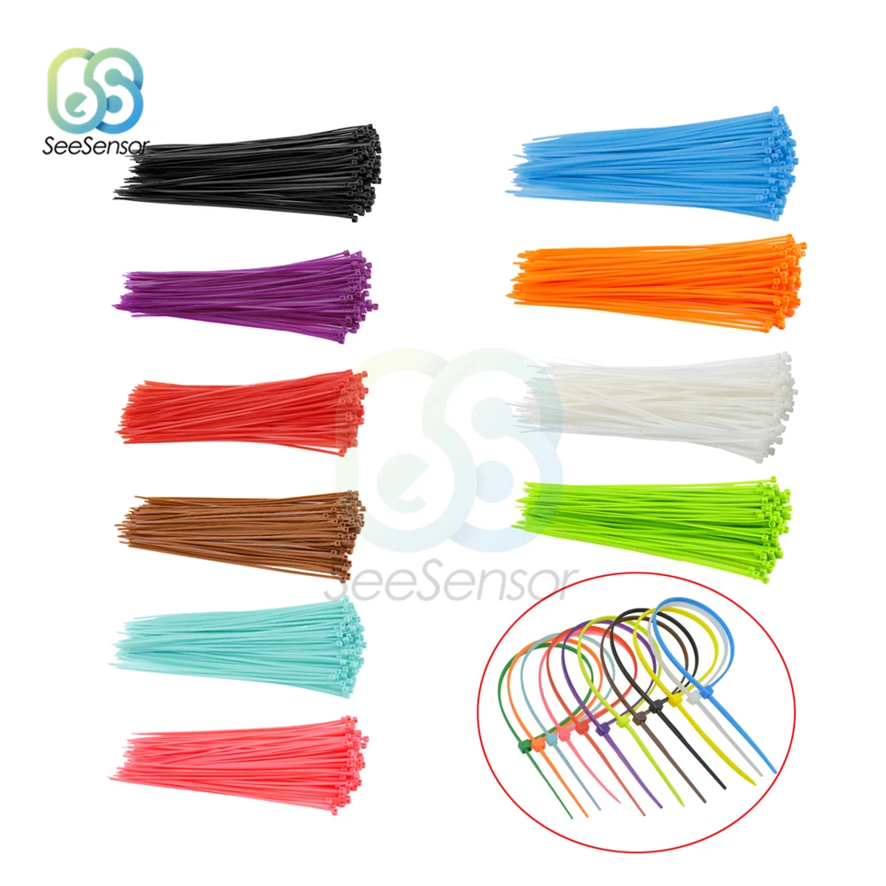 

100pcs 150mm Self-locking Nylon Cable Ties Plastic Wire Zip Tie Binding Wrap Straps Fasten Loop Cable 12 Colors