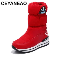 CEYANEAO2018/высококачественные женские зимние ботинки; Водонепроницаемая Нескользящая женская зимняя обувь на толстом меху; женские ботинки на платформе; E900