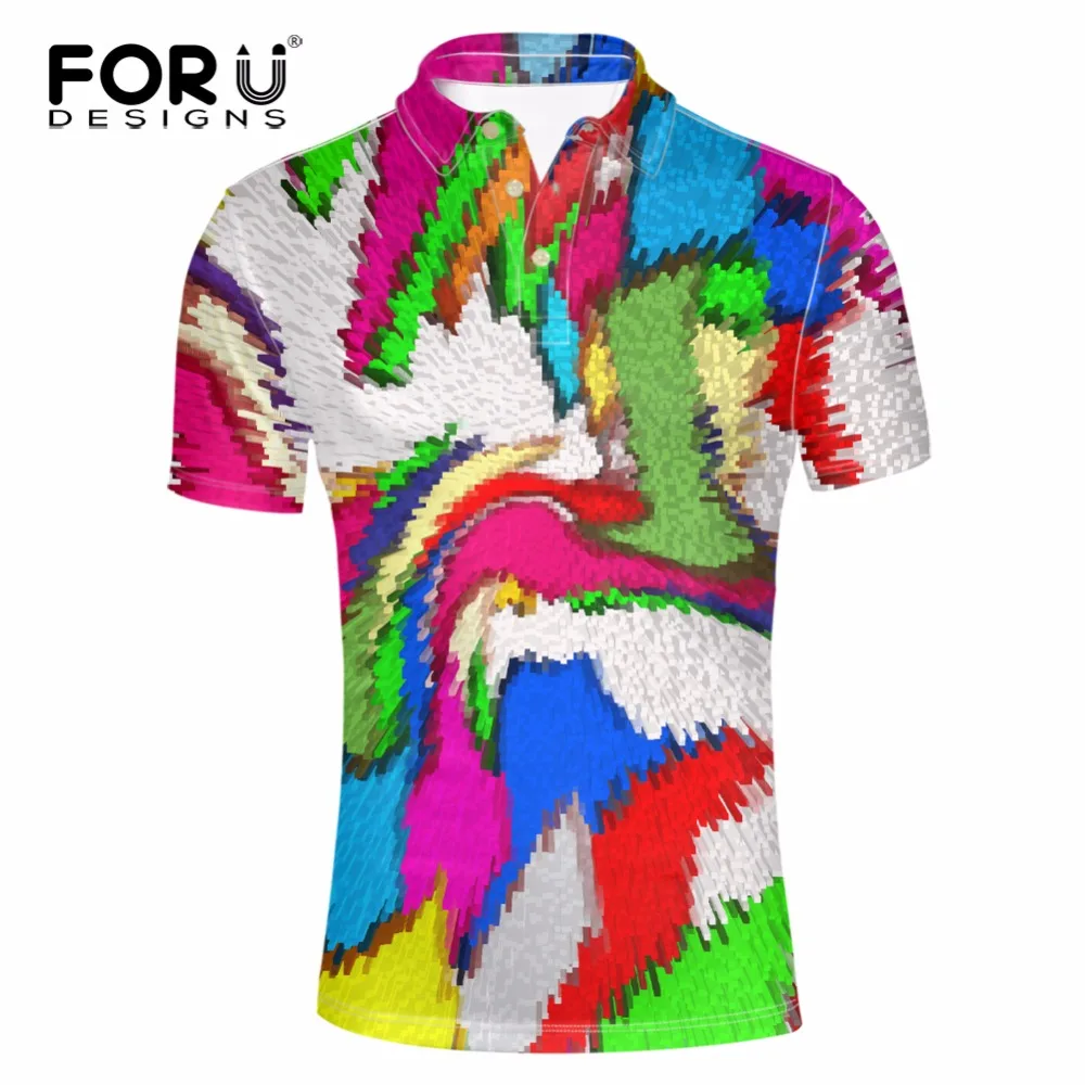 FORUDESIGNS/Новое поступление, рубашка, персонализированная Мужская рубашка, летняя рубашка с коротким рукавом и 3D принтом, XS-XXXL
