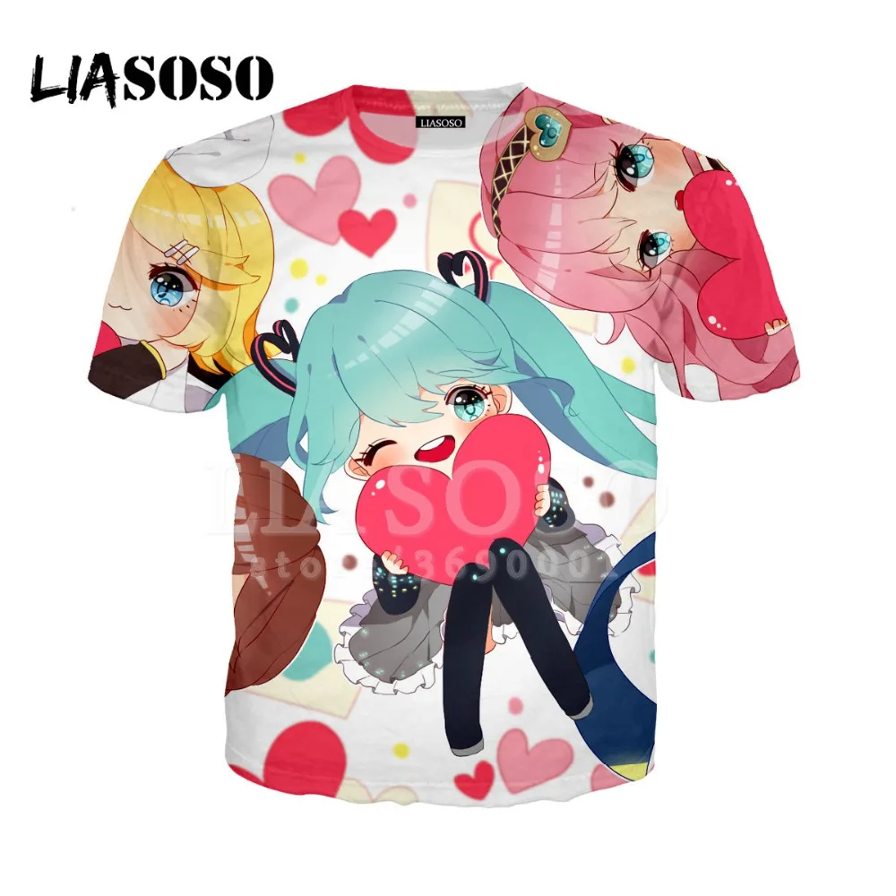 

LIASOSO 3D Print Women Men Anime Chibi Cute Girls Luffy Hatsune Miku Tshirt Summer T-shirt Hip Hop Pullover Short Sleeve X0976
