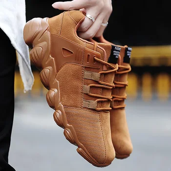 

Pop Men Spring Casual Shoes Fashion Comfortable Stretch Sneaker Soft Suede Autumn Models Male Footwear Sneakers Adult Plus Size