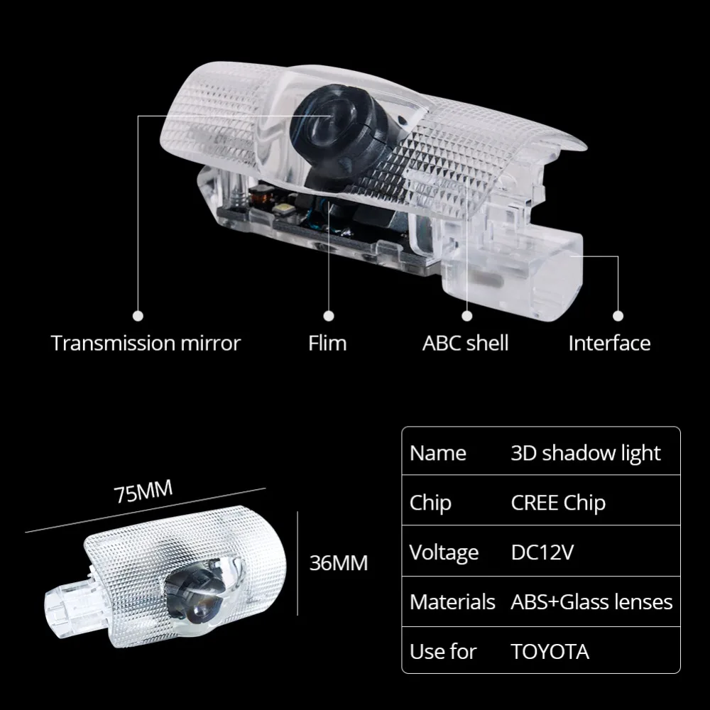 ATcomm 2 шт. светодиодный проектор для двери автомобиля с логотипом Toyota