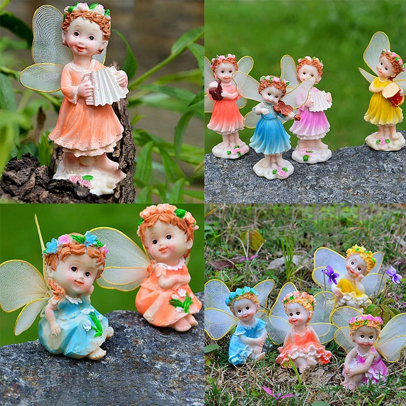 

Mini Fairy Resin Gifts Angel Garden Home Decoration Resin Crafts Decor Miniature Fairy Garden Figure Flower Fairies Ornament