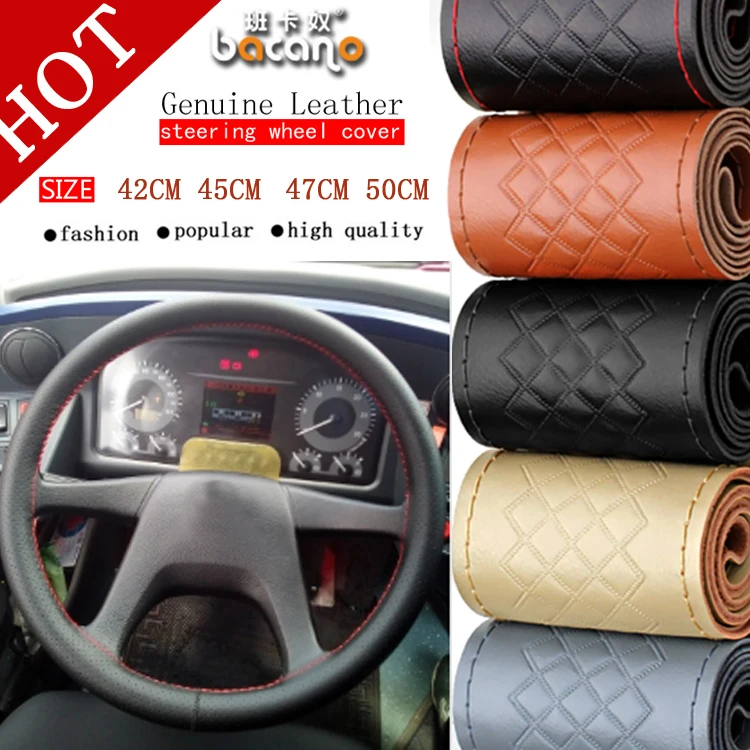 

Car Steering Covers braid for Bus RV Truck / Unique 42/45/ 47/50cm Custom size For VOLVO FH FM BENZ IVECO FIAT SCANIA DAF DEUTZ