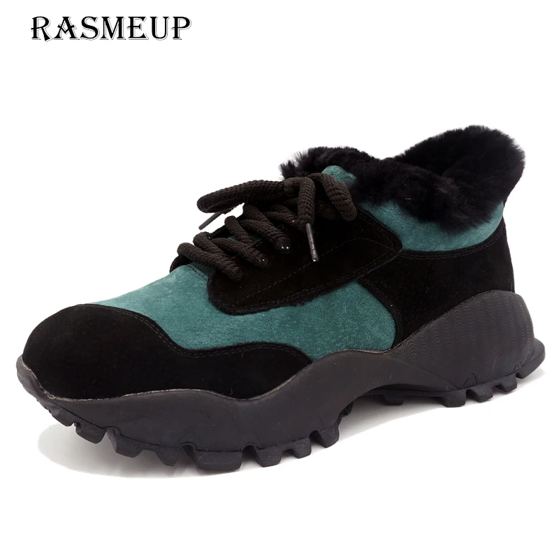 

NEWDISCVRY Women's Winter Sneakers Genuine Leather Women Platform Sneaker 2018 Fashion Fur Warm Ladies Flat Casual Woman Shoes