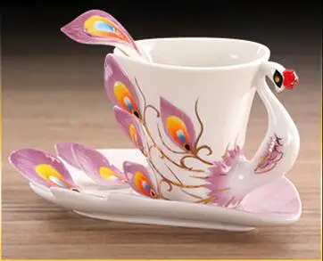 Новая эмалированная кофейная кружка фарфоровая чайная чашка для молока набор креативная керамическая посуда для напитков Европейский костяной фарфор подарок на день рождения свадьбу - Цвет: Зеленый