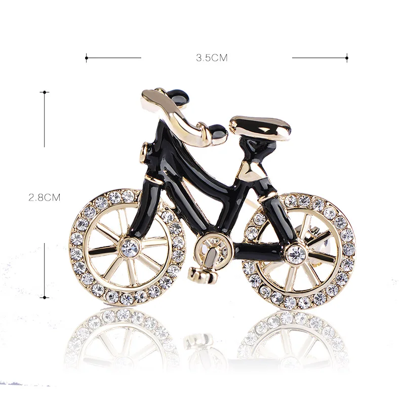 Blucome Fashion Blue Enamel Crystal Bike Brooch Gold Color Bicycle Corsage Women Men Kids Brooches Pins For Suit Scarf Sweater