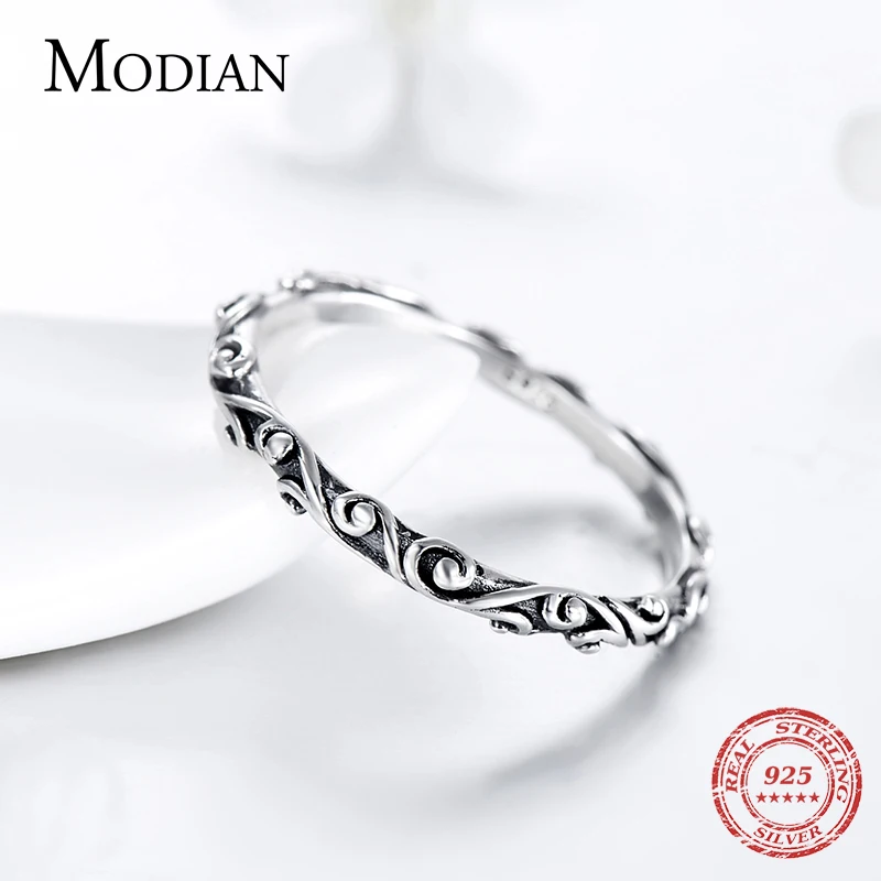 100% Real 925 Sterling Silver Vintage Pattern Stackable Classic Finger Ring For Women Fashion Wedding Christmas Jewelry silver rings silver ring wedding rings