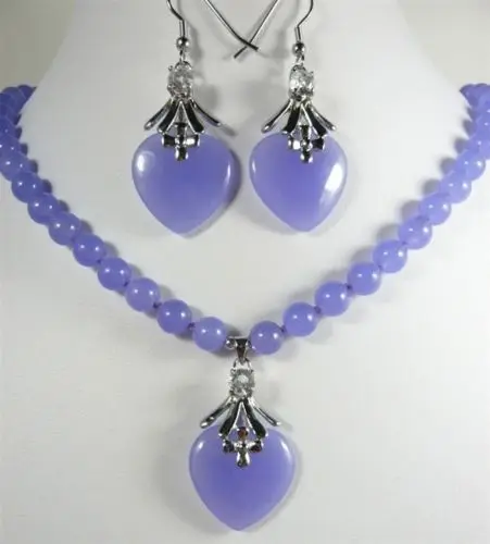 

FREE SHIPPING>>@> free shipping 00691 noblest red green Purple Jade Necklace heart-shaped pendant Earring set Natural jewelry