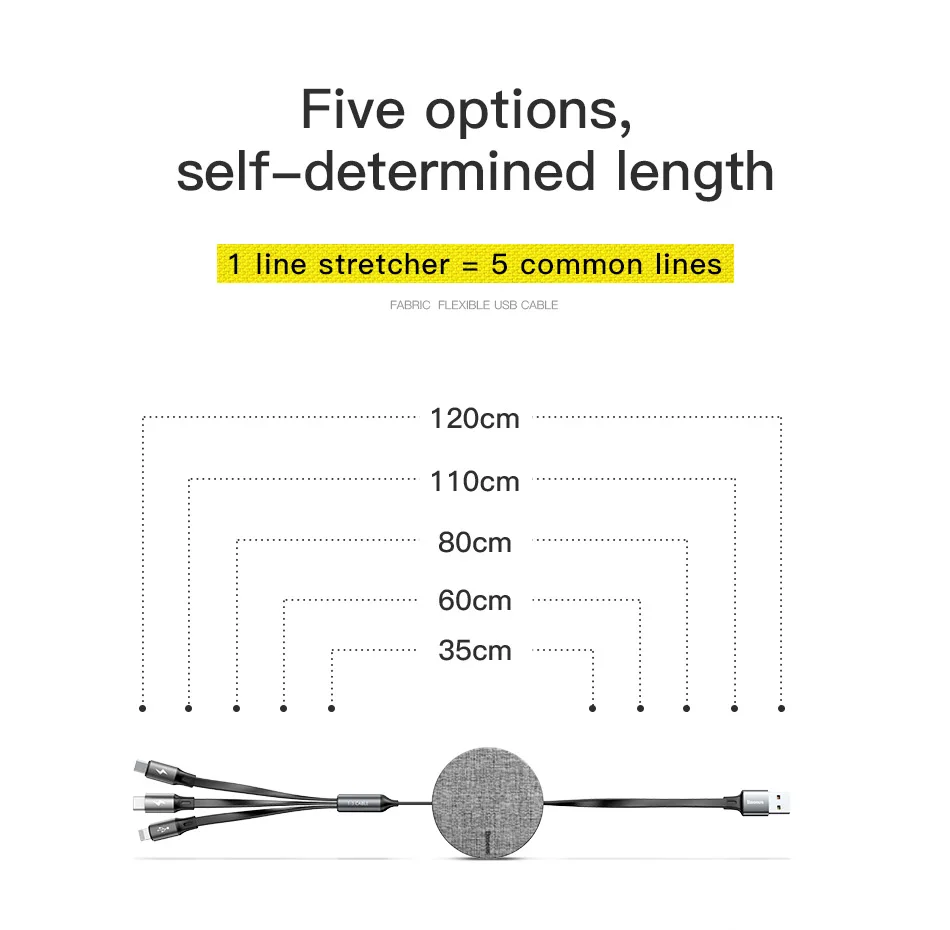 Выдвижной usb-кабель Baseus 3 в 1 для iPhone Xs Max Xr X 3 в 1, быстрое зарядное устройство, кабель Micro USB type C для samsung huawei